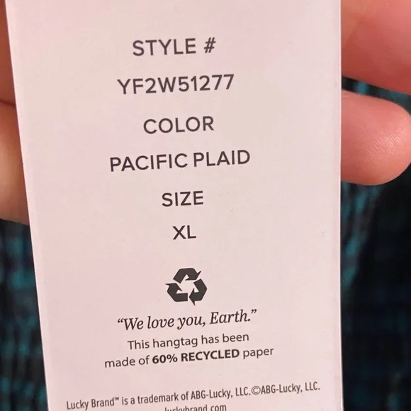 Lucky brand pacific plaid green black smocked long sleeve dress flannel XL NWT - Picture 8 of 9